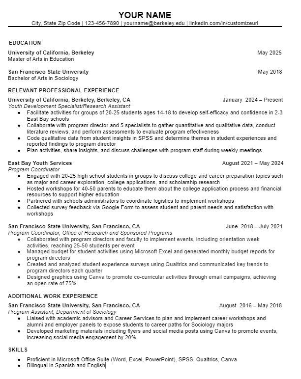 Sample Resumes - Career Engagement